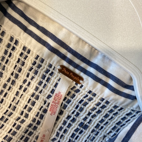 Free People Striped Ruffle Hem Mini Dress - Blue/White - Picture 7 of 12